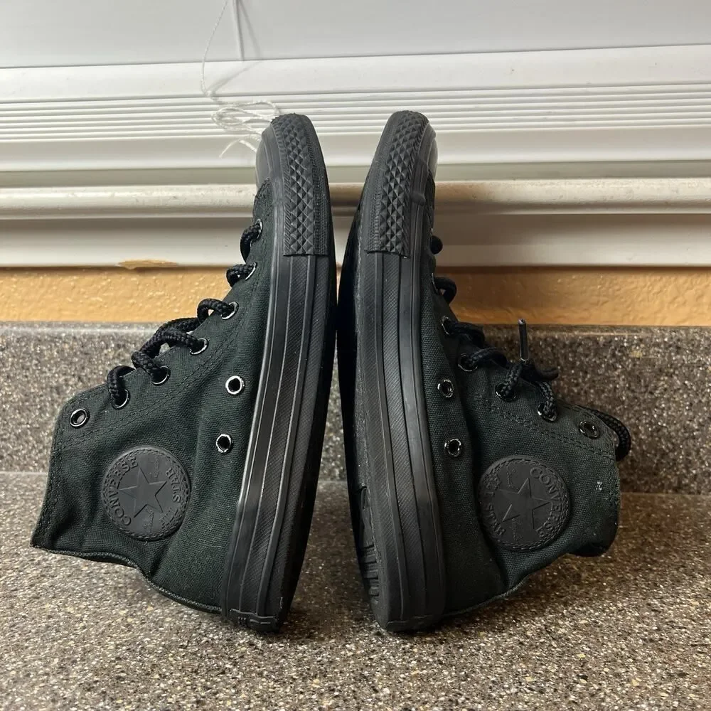 Converse All Star Little Kids Youth Sz 2 Canvas Sneaker Hi Top Lace Up All Black